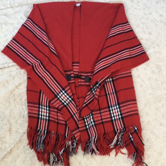 Kittenish Sweaters - Kittenish Jessie James Decker Red Plaid Poncho